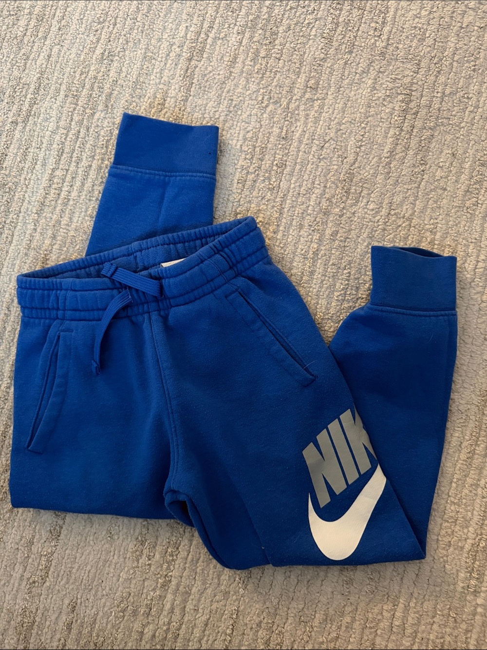 Nike Royal Blue Kids Fleece Joggers with White Swoosh